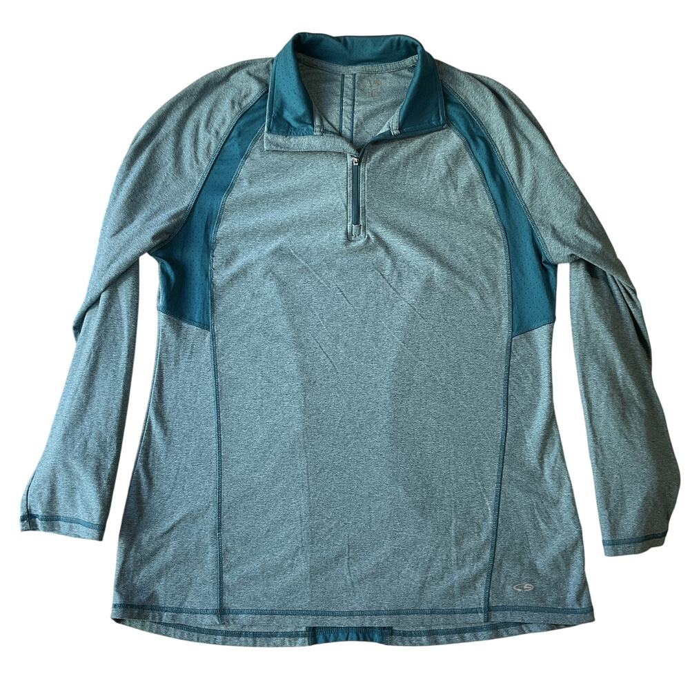 Kirkland Signature Women Sweatshirt Size L Teal Activewear Zipper Long Sleeve